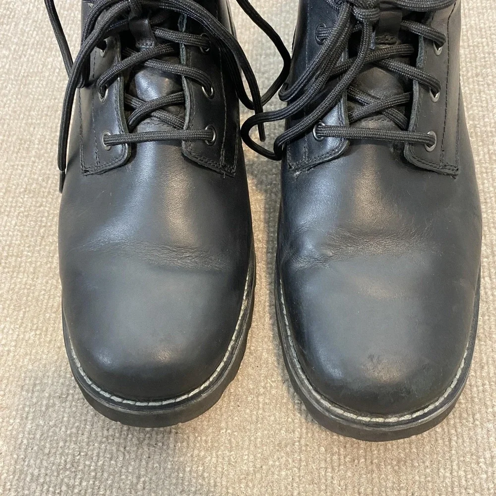 UGG Boots Mens Size 9 Black Leather Waterproof Lined Ankle Snow Winter 1008146